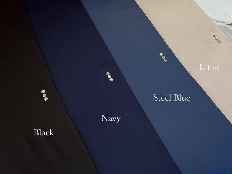 Mekar Shawl In Linen, Steel Blue, Navy, Black
